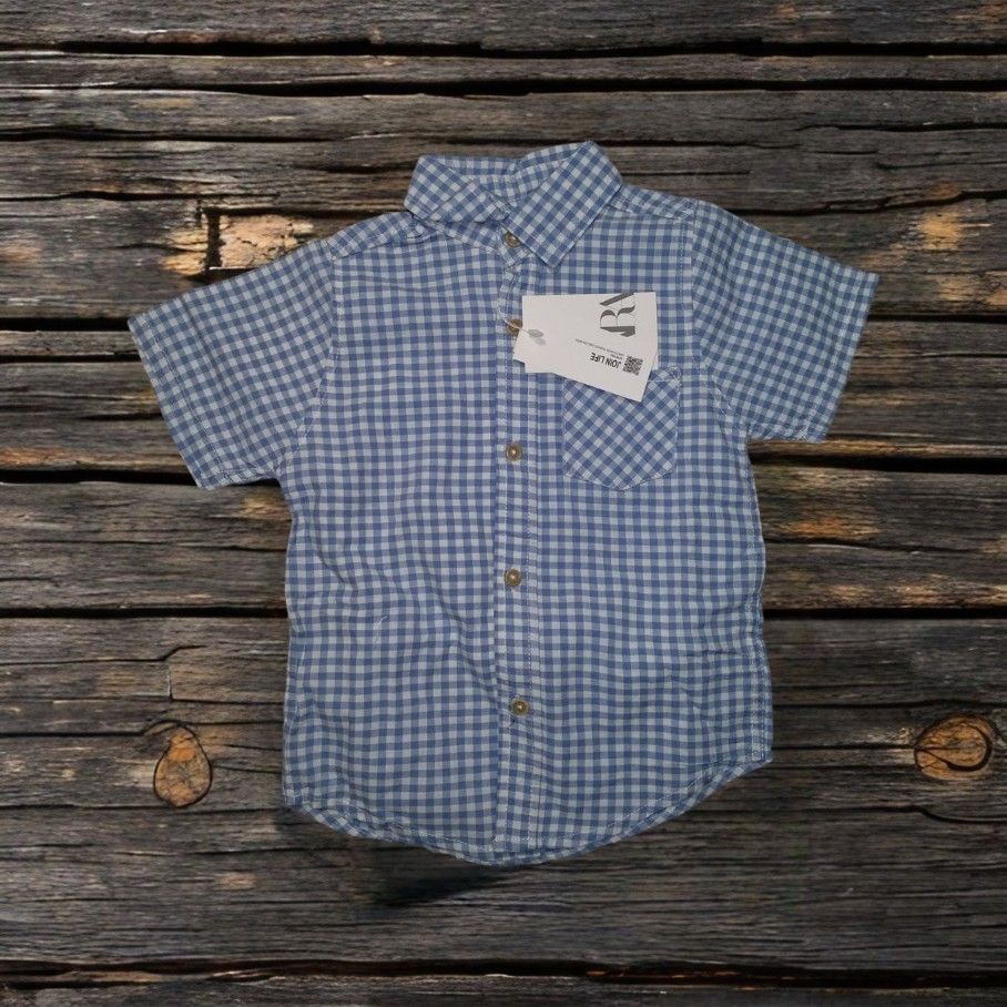 Boys Blue Short Sleeve Cotton Checked Shirt - 2-3 Yrs
