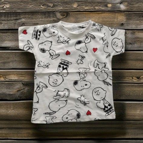 Boys White Snoopy Pattern White T-Shirt - Age 2 Yrs